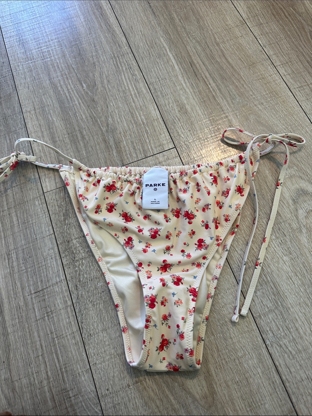 Parke Cream Floral Tie-Side Bikini Bottoms